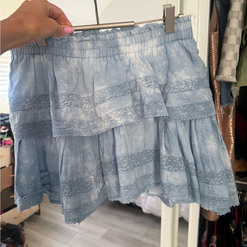 Blue Lace Tiered Skirt